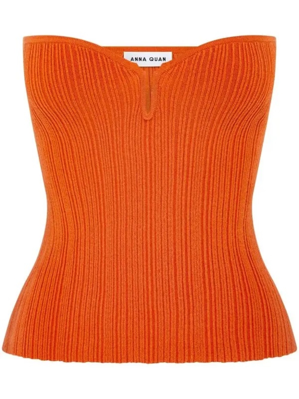 Anna Quan Orange Ribbed Strapless Top -US2